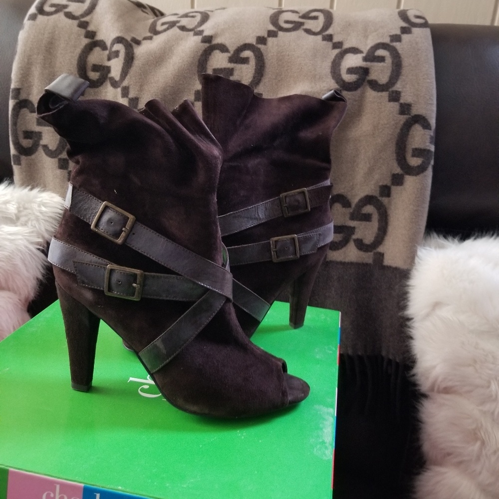 Brown suede boots